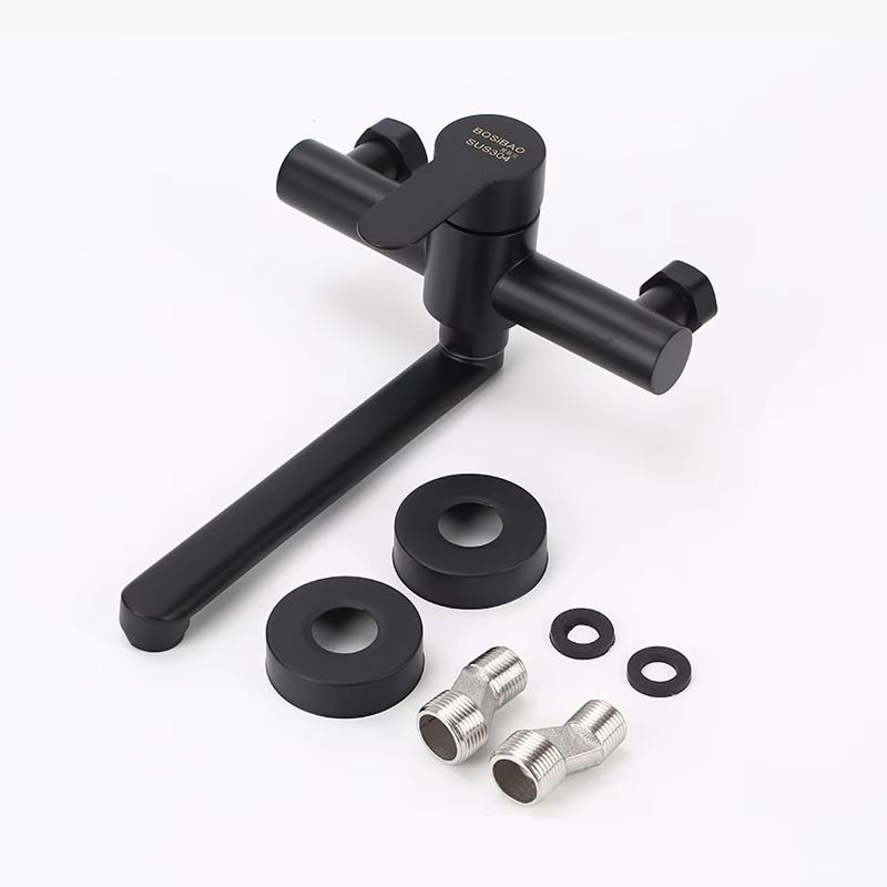 

Черный настенный кухонный смеситель с вращающимся на 360° изливом, однорычажный смеситель для ванной и кухни, матовый никель, кран для горячей и холодной воды