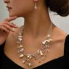 Bohemia Shell Crystal Beads Multi Layer Choker Necklace Earrings for Women Bridal Boho African Jewelry Sets Luxury Accessories