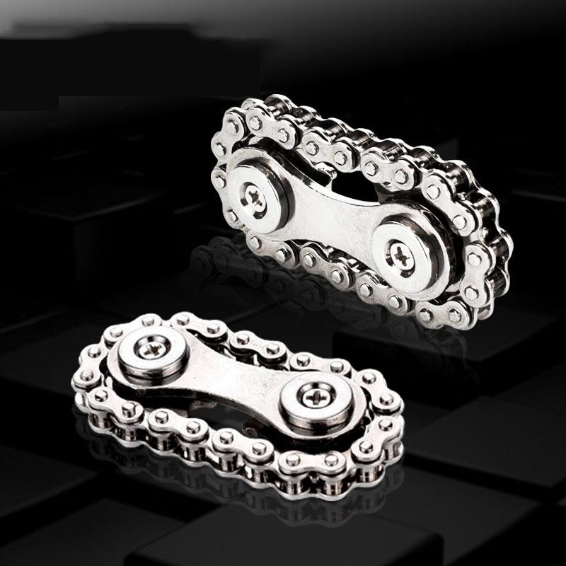 Metal Chain Spinner Fidgets Metal Flywheel Fingertip Gyro Toys Anti Stress DIY Repla Bicycle Chain Spiner Fidget Toys Kids