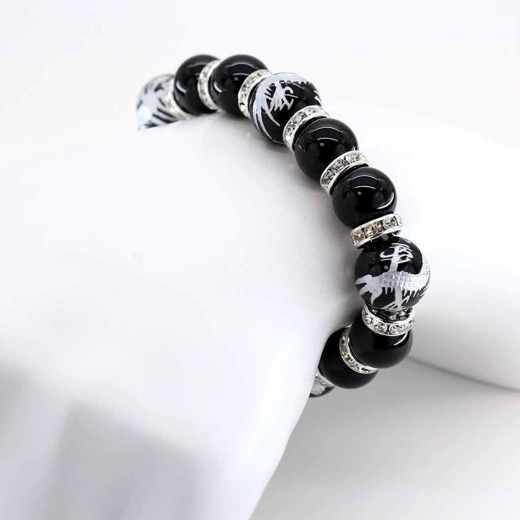4A prayer silver carving dragon 14mm onyx paulownia box amulet for good natural stone [Sekki] beads, bracelet, included, luck, [b011]