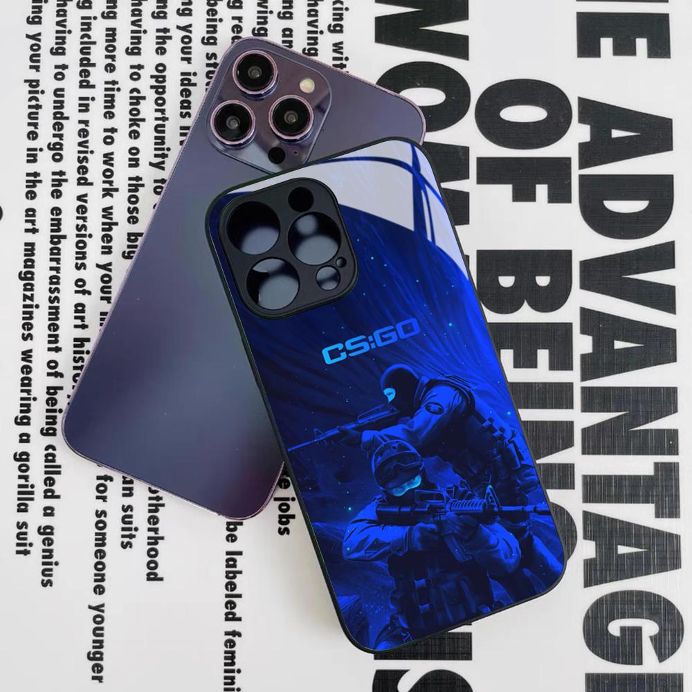 Game C-Counter-Strike CS2 Phone Case for Iphone 16 15 14 12 11 13 Pro Max Mini 8 X Xr Xs Puls Black Glass Cover