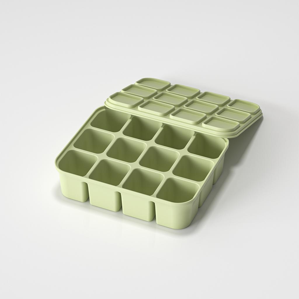 1 Pcs 12-Cell Silicone Ice Cube Tray With Lid Flexible Mold For Cocktails Broth Meal Prep Dishwasher Oven Safe