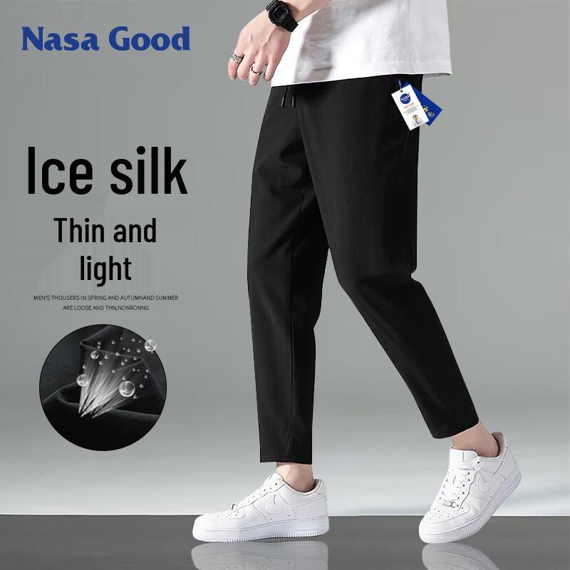 

NASA GOOD Men s Summer Ice Silk Straight Casual Pants XL