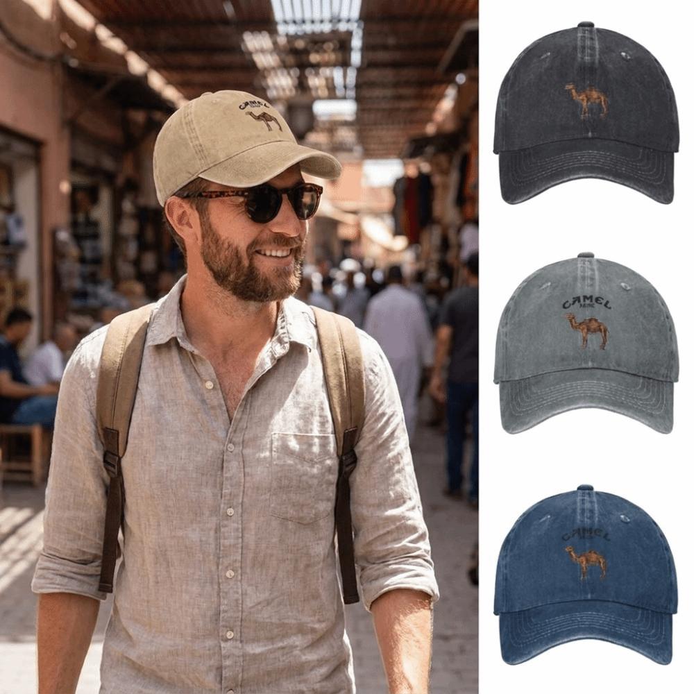 Breathable Dad Hat Curved Brim Distressed Hat Vintage Camel Print Baseball Cap For Men Women