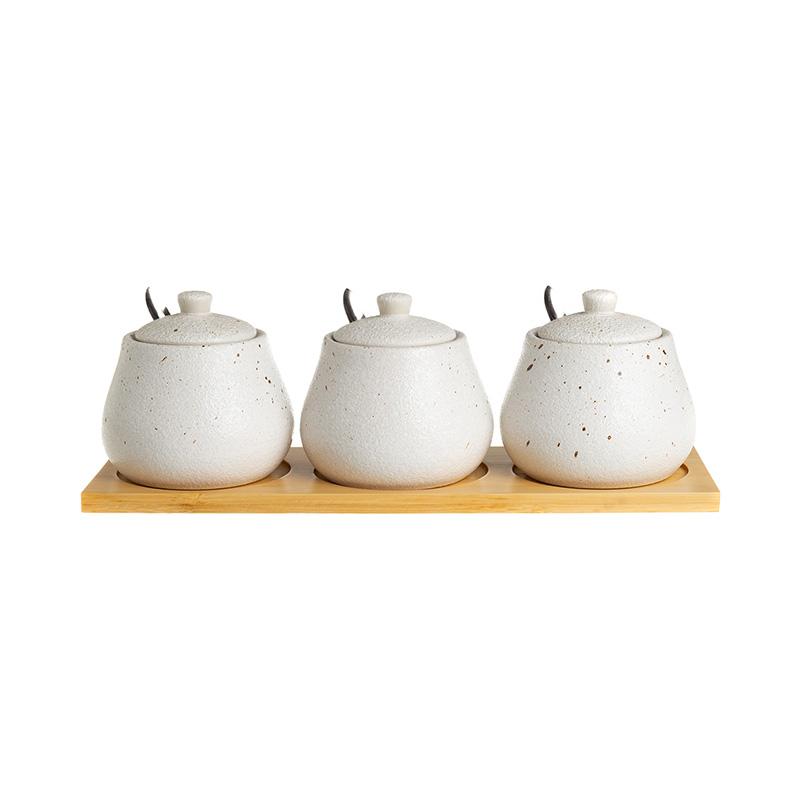 Ceramic Seasoning Jar Set Spice Jar Seasoning Bottle Salt Shaker Spice Container Seasonings Box Kitchen Organizer Storage Jar