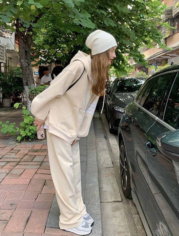 KTNCFD Tracksuit Hoodie and Long Harajuku Loose Women's Korean-Style 2-Piece Set, Pants, Sleeve, Style, Fit, Sportswear, Spring/Autumn,