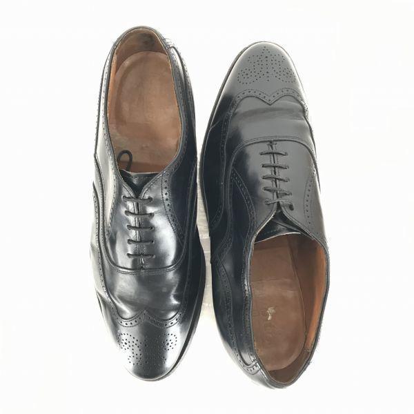 Vintage 80s-90s Made In USA Bostonian Leather Goodyear Welt Wingtip Dress Business Shoes Size 27.0cm Black(USED)