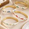 Chinese Style Enamel Flower Bangle Colorful Enamel Vintage Cloisonne Bangle  Bride
