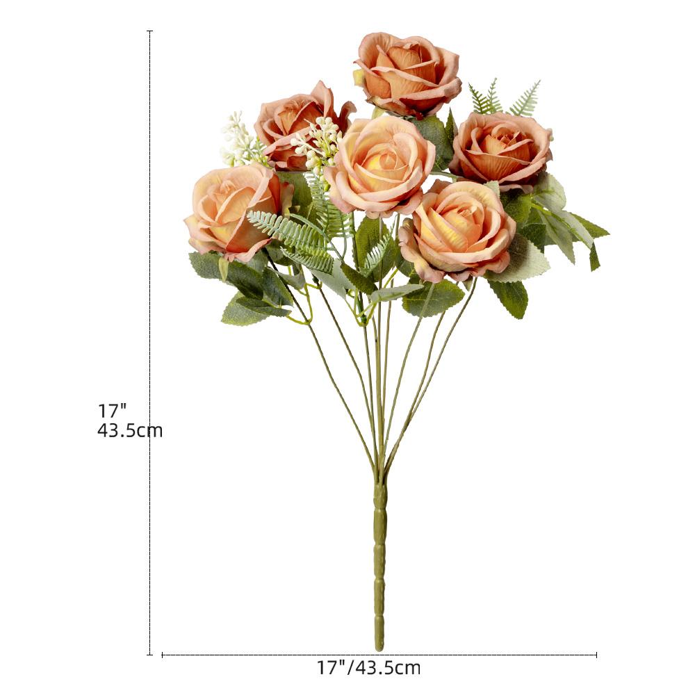 DIY 6 Heads Silk Rose Bouquet Fake Flowers Home Party Ornament