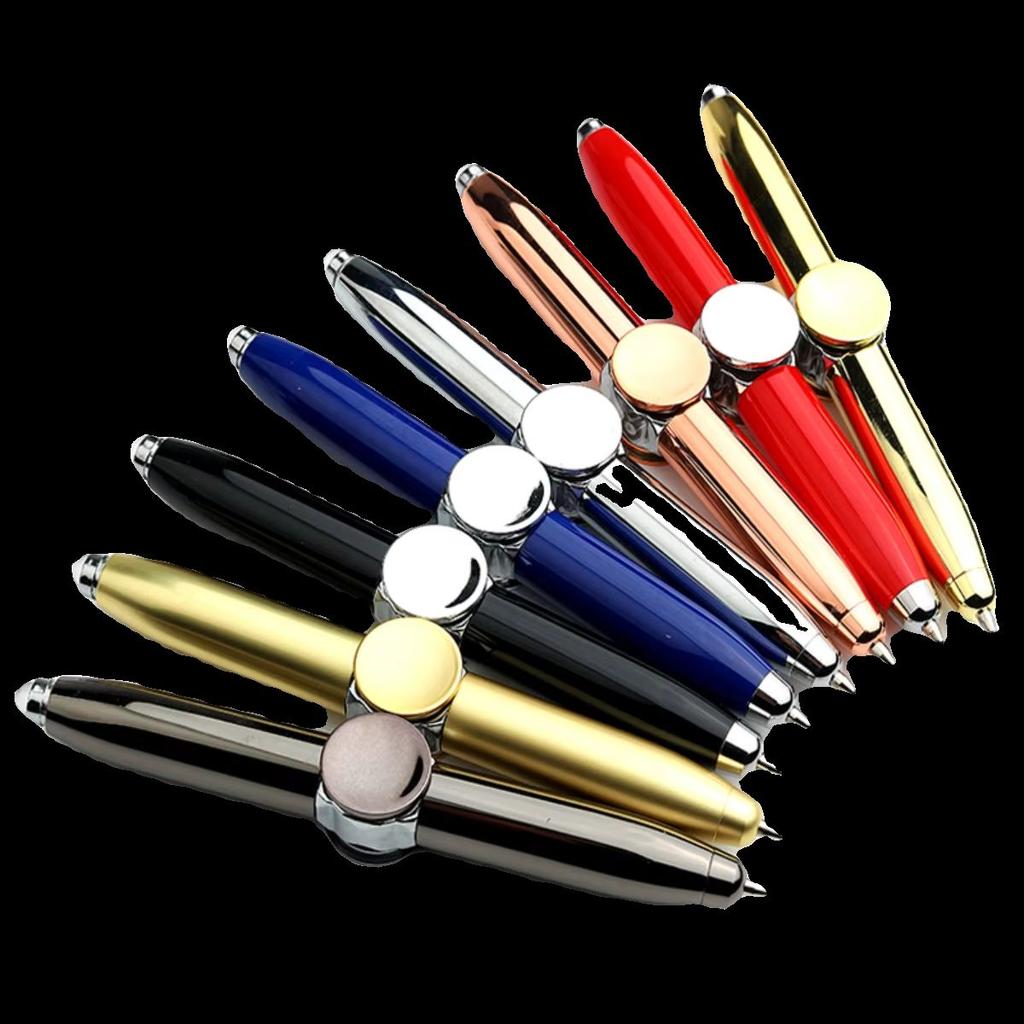 LED Fingertip Spinning Pen - Fidget Anxiety Decompression Gyro Metal Ballpoint Writing Pen For Kids Adults School