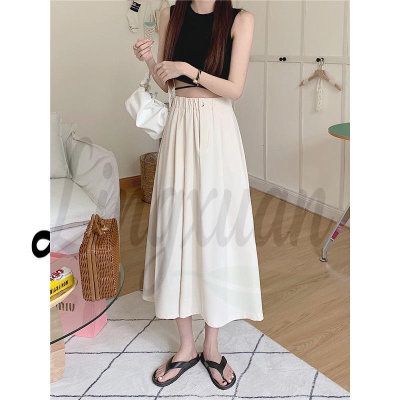 Plus Size Women s Summer Swing Midi Skirt - Fashionable, Slimming, and Hip-Covering Plus size, one size абрикосовый
