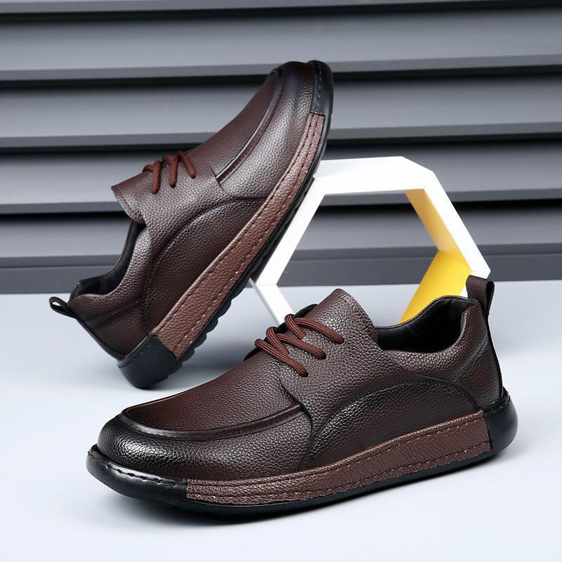 

Мужская обувь 2025 весна новая универсальная дышащая на мягкой подошве для вождения обувь Doudou мужская ленивая повседневная кожаная обувь 44