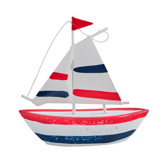 

Sailboat Model Solid Wood Hand-Painted Small Sailing Ship Model Living Room Study Room Children Room Ocean Style Display темно-синий