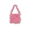 Ruffled Yarn Shoulder Bag Tulle Lace Tote Bag Pleated Underarm Bag Solid Color Tote Purse for Women Work Shopping Travel