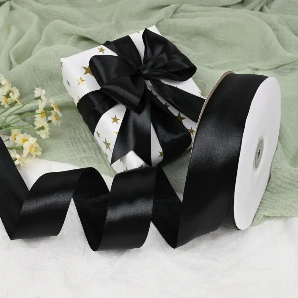 1Pcs Durable 22m Black Satin Ribbon Bow Memorial Queen Bow Ribbon Polyester DIY Funerals Accessories Gift Wedding Party Decor