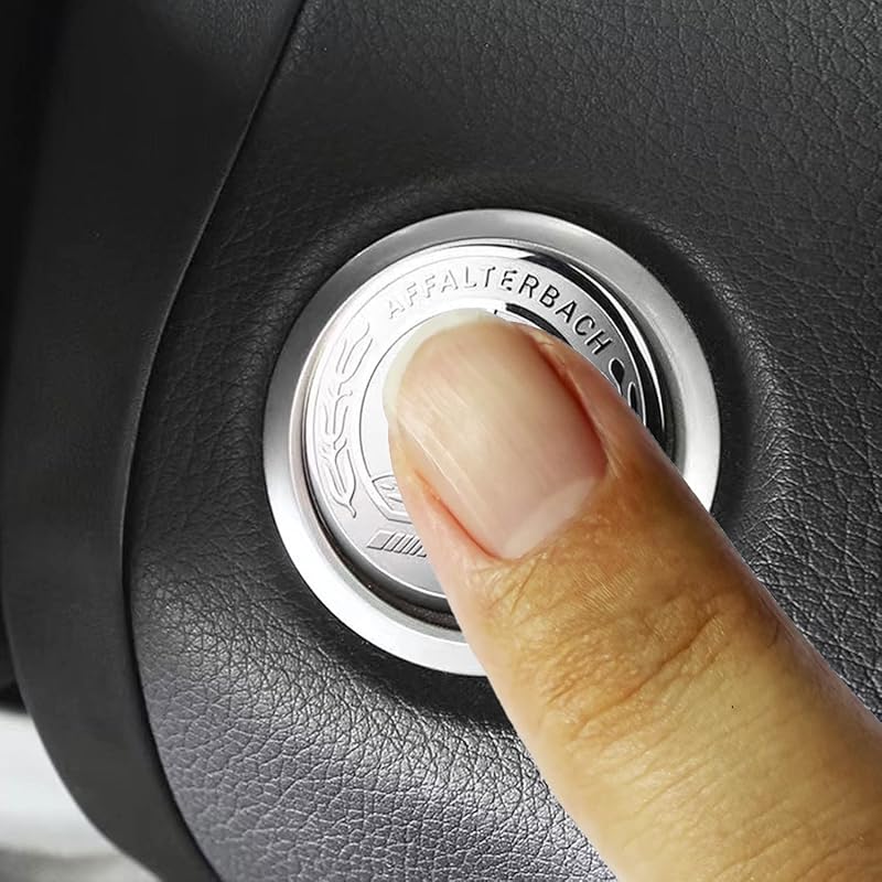 MAXDOOL Interior Auto Start Engine Ignition Button Key Knobs Decals Stickers Emblem Accessories Silver Compatible with A B E Class (35mm Start Engine 35mm Start Engine Button