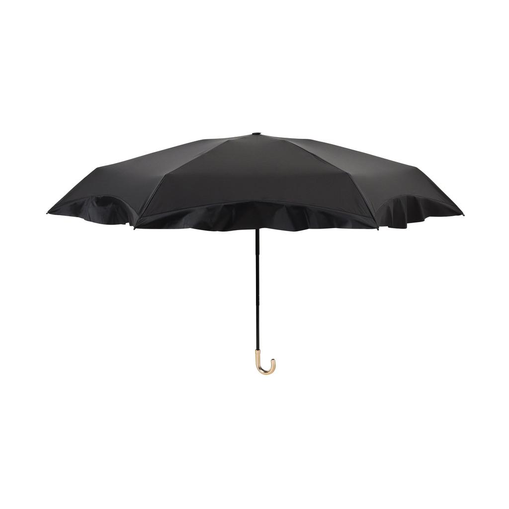 Francfranc Compact Frill Folding Black and Rain Umbrella, 50cm, (Sun Umbrella)