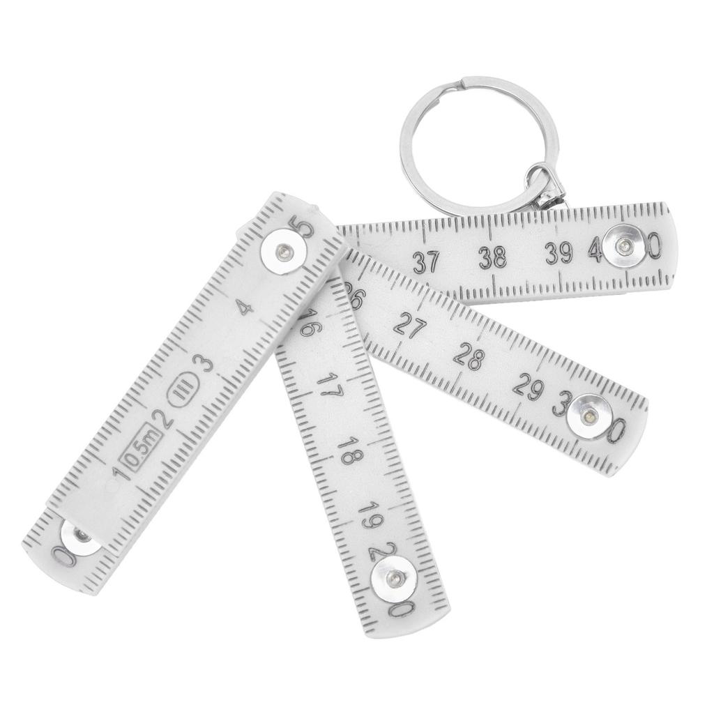 2Pcs ABS Folding Ruler Portable 0.5m Foldable Ruler with Key Ring for Carpentry Laying Tiles