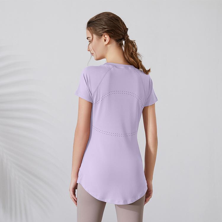 

Женский дышащий сетчатый топ для йоги с эффектом похудения - Фитнес-одежда с коротким рукавом M