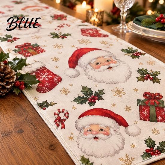 Decorative Table Cover for Christmas Flower Runner Holly Berries Dining Decor Poinsettia Gingerbread Easy to Clean Runner Man Festive Holiday Party