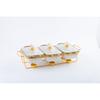 Three-grid Rectangular Ceramic Plate Soup Pot Metal Shelf Hotel Restaurant Hand-Colored Soup Pot Dry Pot Tableware Set
