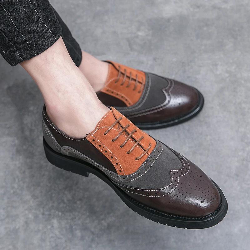 British Style Shoes Men’s Leather Business Formal Oxfords lace up Footwear Quality Leather Breathable Comfort Wedding Shoes men