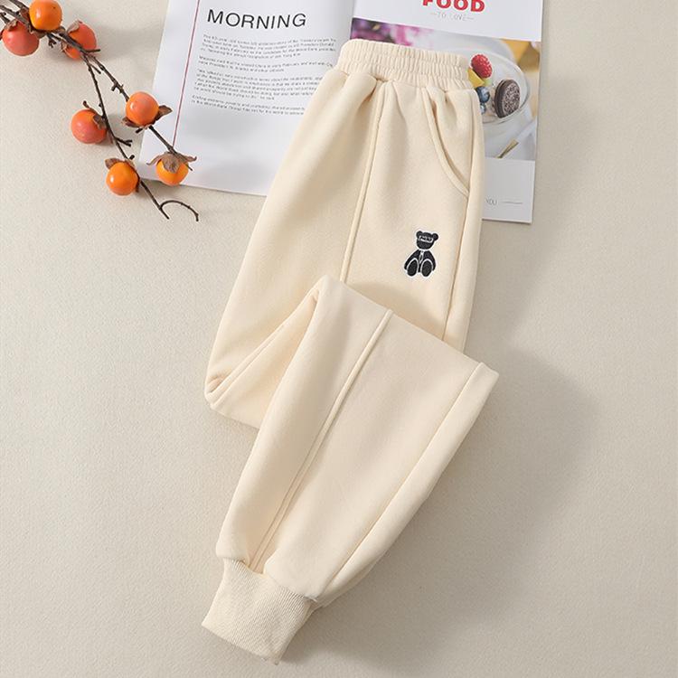 

Дівчачі осінньо-зимові потовщені спортивні штани з велюровою обробкою, стильні повсякденні легінси та спортивні штани для студентів 140