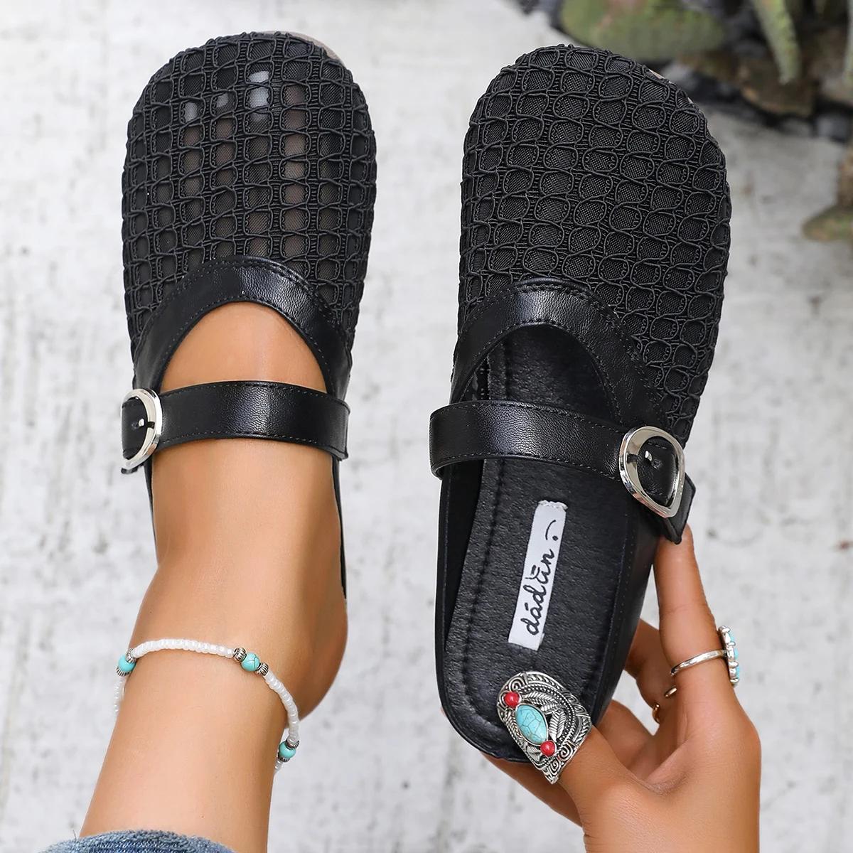 

Мода 2025 Слипоны Сетчатые Женские Балетки Удобный Уличный Стиль Мягкая Подошва Туфли Летние Модные Тапочки Однотонные С Круглым Носком Лоферы 40 чёрный