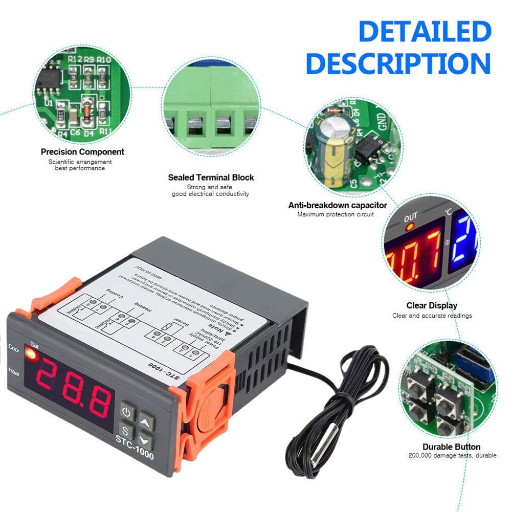 DC12V 24V AC110-220V STC-1000 LED Digital Thermostat For Incubator Temperature Controller Thermoregulator Relay Heating Cooling