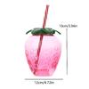 Portable Strawberry Shaped Water Bottle with Straw Cute Plastic Cup for Everyday Use