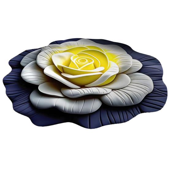 Flower Shaped Floor Mat Soft Gradient Petal Texture Blooming 3D Flower Carpet Non-Slip Washable Decorative Rug