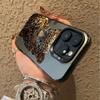 Leopard print sparkling diamond pattern phone case suitable for iPhone 17 16 15 14 13 12 11Pro/Max/Plus anti drop and shockproof