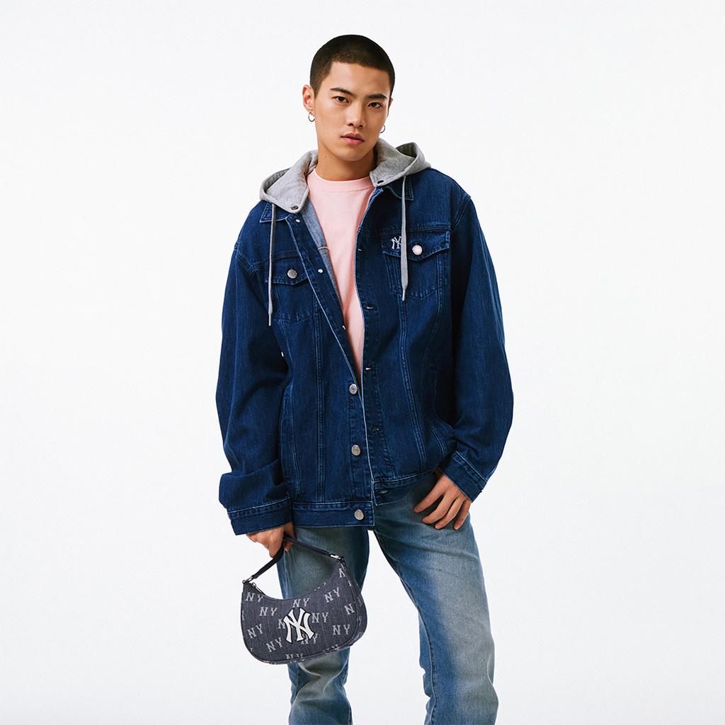 New MLB New York Yankees Cotton Shoulder Bag, Handbag, Clutch, Student Backpack Unisex Indigo 3ABQS224N-50INS