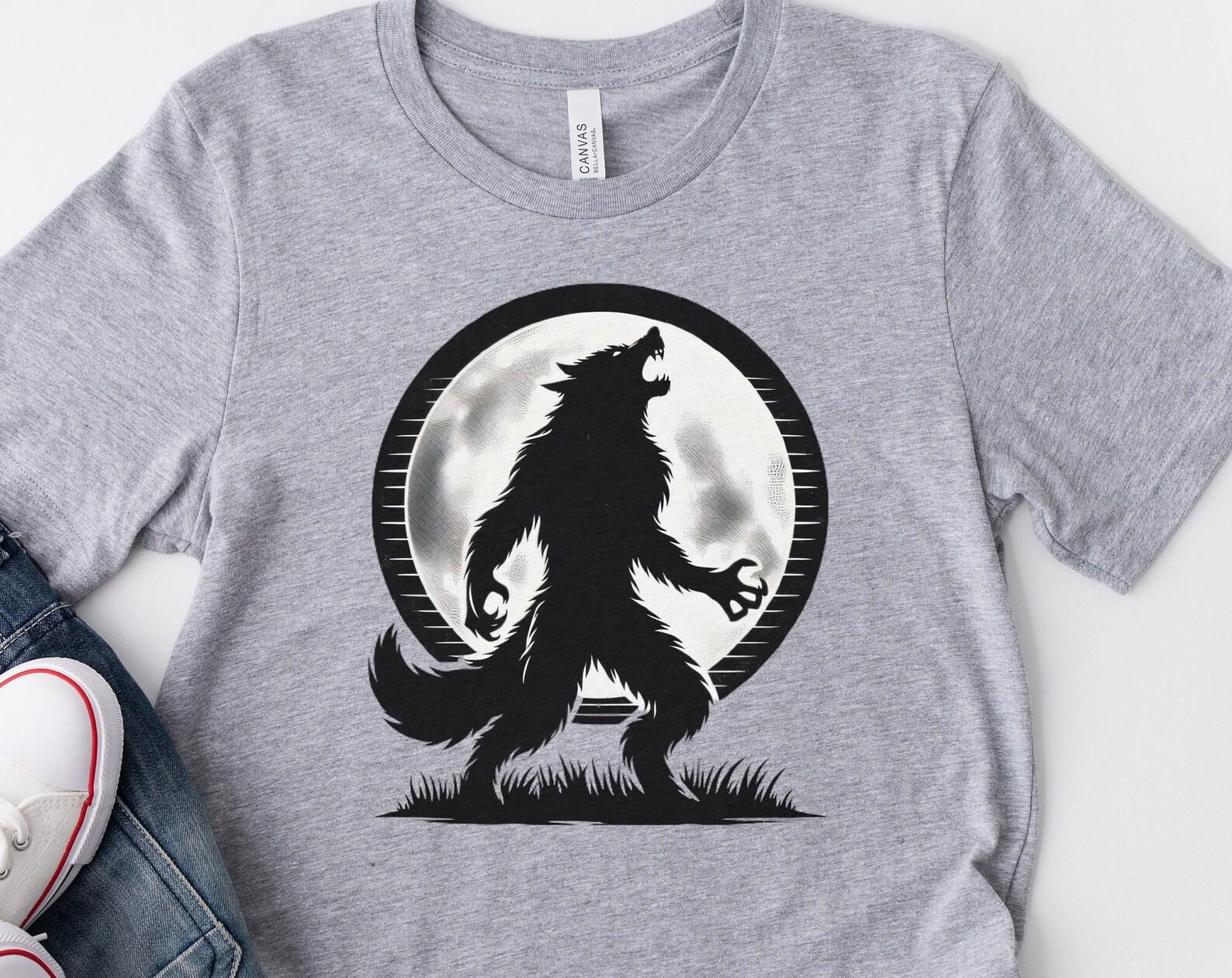 Werewolf Howling at Moon Graphic T-Shirt 3XL