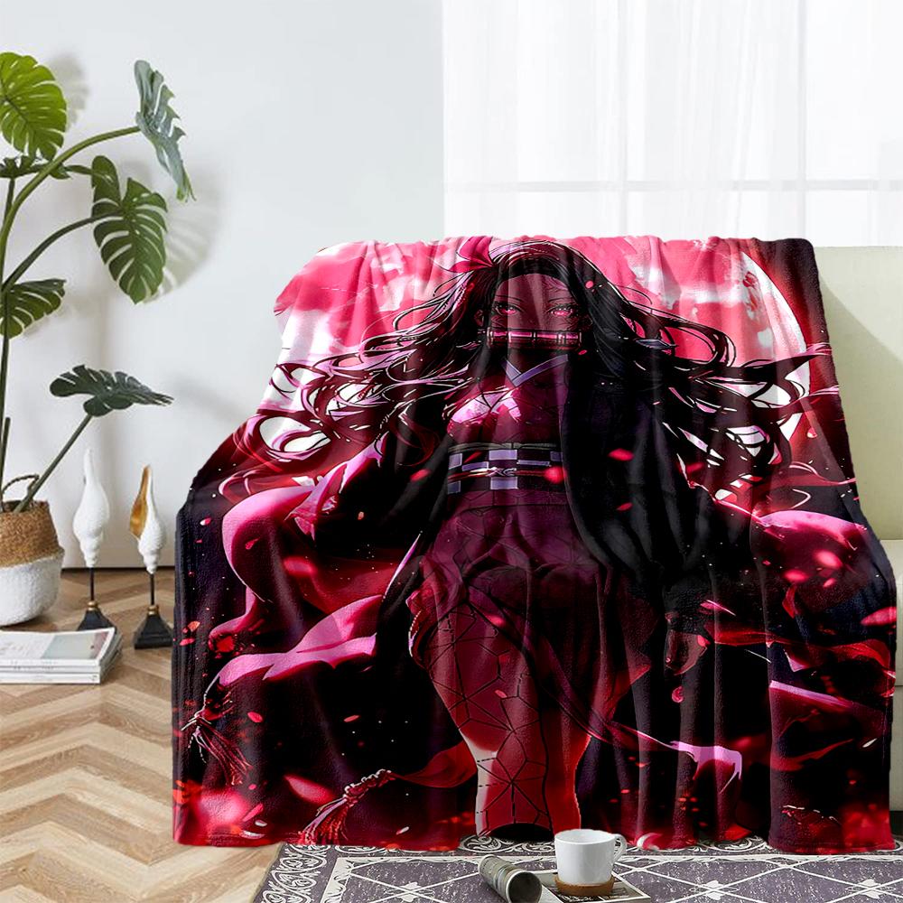 Demon Slayer Theme Printed Blanket - Perfect for Couch, Bed, Travel & Outdoor Use | Machine Washable, Cozy & Durable.