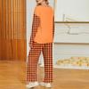Women's Halloween Print V-Neck Long Sleeve Pajama Set with Pockets Loose Fit Sleepwear Set