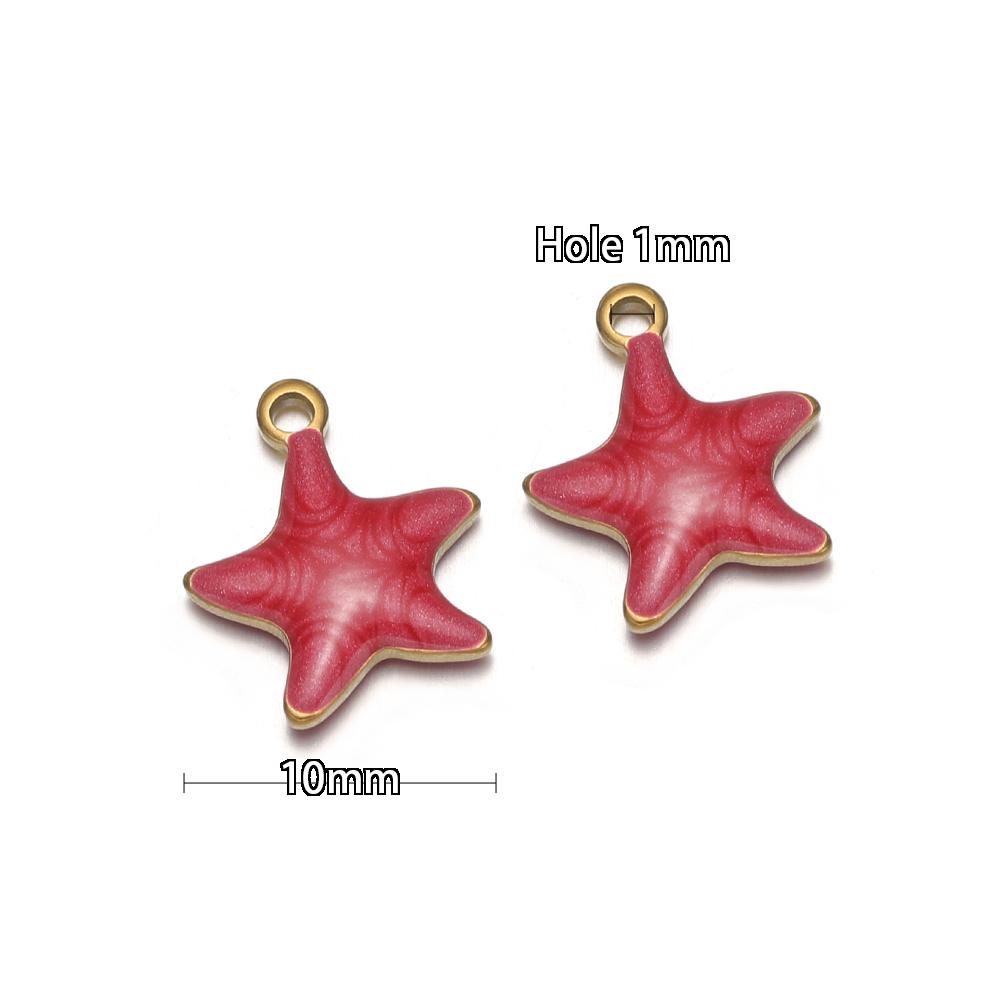 20pcs Stainless Steel Enamel Star Women Girls Cute Bracelet Decoration Summer Necklace Charms DIY Jewelry Accessories Making