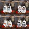 Creative Wooden Halloween Earrings With Ghost Design Ideal For Unique Fashion Enthusiasts