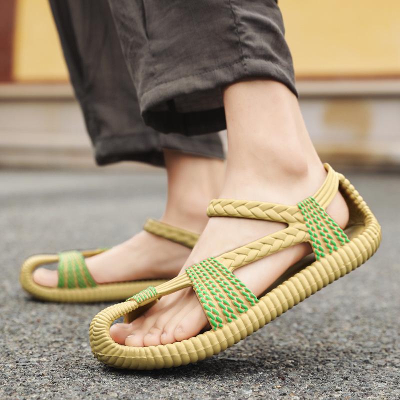 Hausschuhe Weben Design Strand Sandalen Atmungsaktiv Casual Flache Männliche Sandalen Outdoor Paare Sandalen
