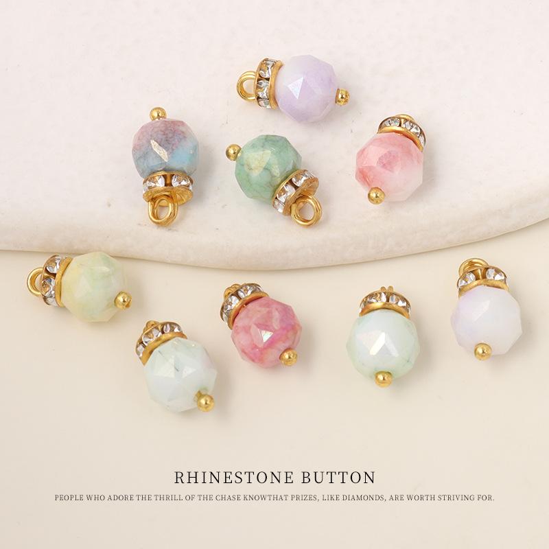 5pcs Imitation Crystal Cut Color Diamond-Encrusted Small Buttons Hanfu Cheongsam Buttons Women'S Shirt Cardigan Sweater Decorative Buttons