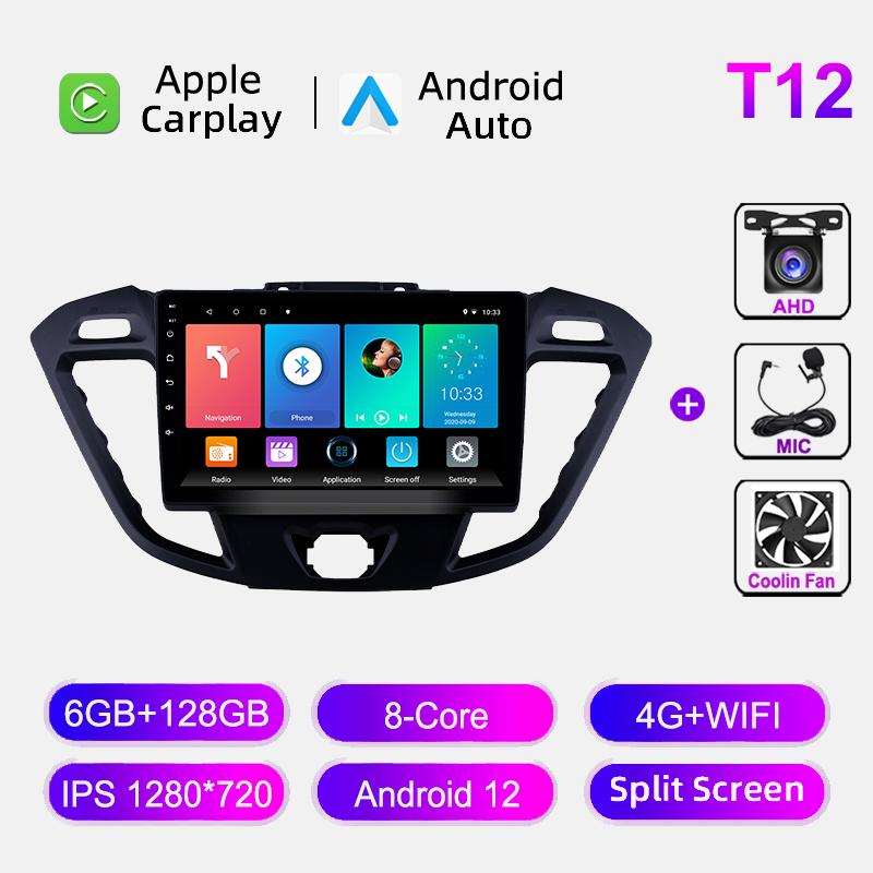 Android Auto Car Radio For Ford Transit Tourneo Custom 2012-2025 Navigation GPS Multimedia Video Player BT Carplay 8 Core 8+128G