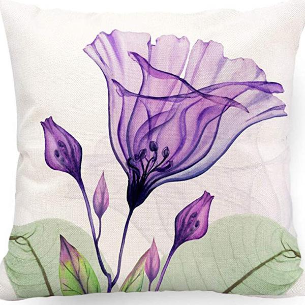Retro American Plant Floral Print Linen Pillow Case Living Room Sofa Car Pillow Cushion