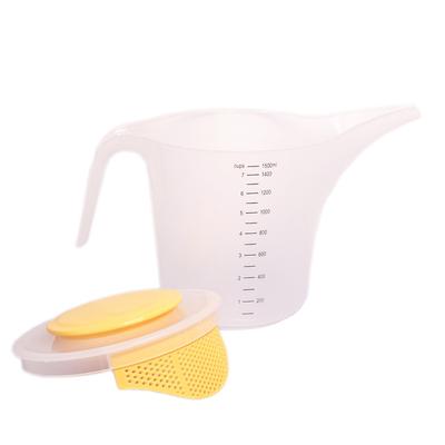 1500ml Velkokapacitní Odměrka s Měřítkem Plastová Průhledná Odměrka na Pečení s Měřítkem a Víčkem Domácí Kádinka Kuchyňské Pečení