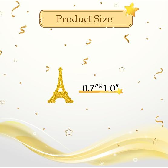 100pcs Eiffel Tower Confetti, Gold Glitter Paris Party Table Confetti, Paris French Theme Party Paper Scatters, Baby Shower/Bridal Shower Party Table