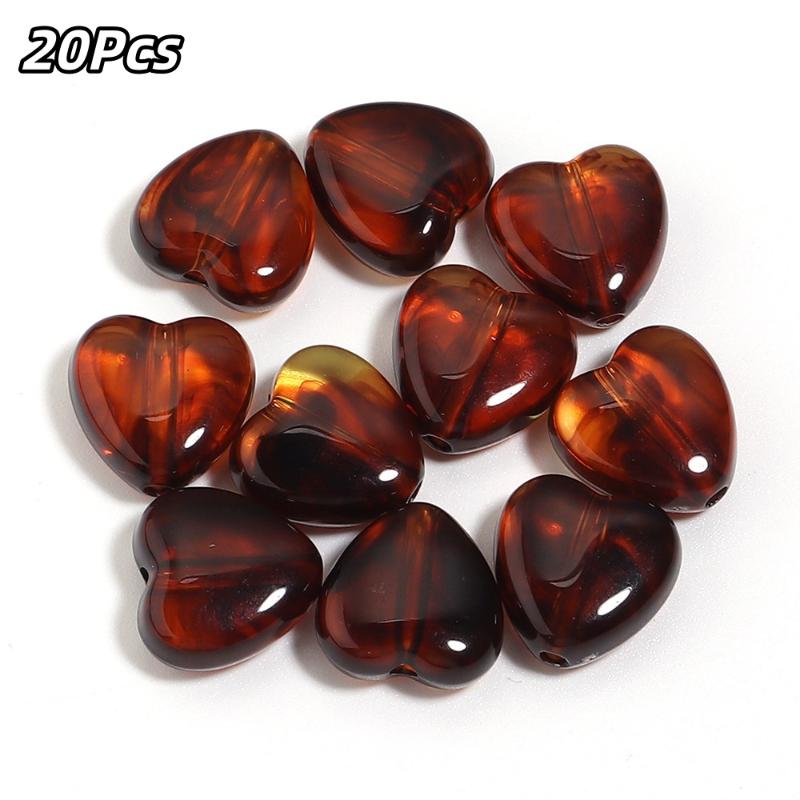 20Pcs Imitation Stone Heart Shape Acrylic Beads Dual Color Loose Bead For Jewelry Making Diy Charms Bracelet Necklace Accessorie