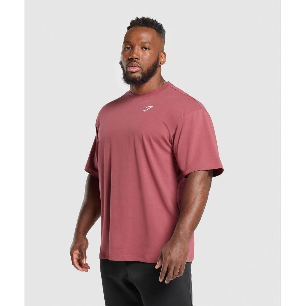 Gymshark EssenTial Oversized tričko Washed Berry Pink A1a3e Kcps