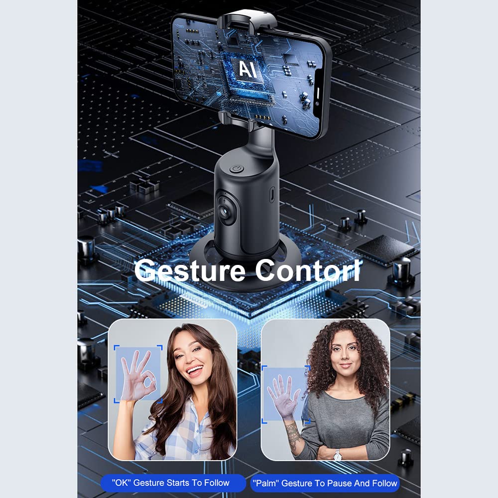 P01 Smart 360° Auto Tracking Shooting Gimbal Selfie AI Camera Recognition Body Face Follow Live Shoot Phone Stand for Vlog Video