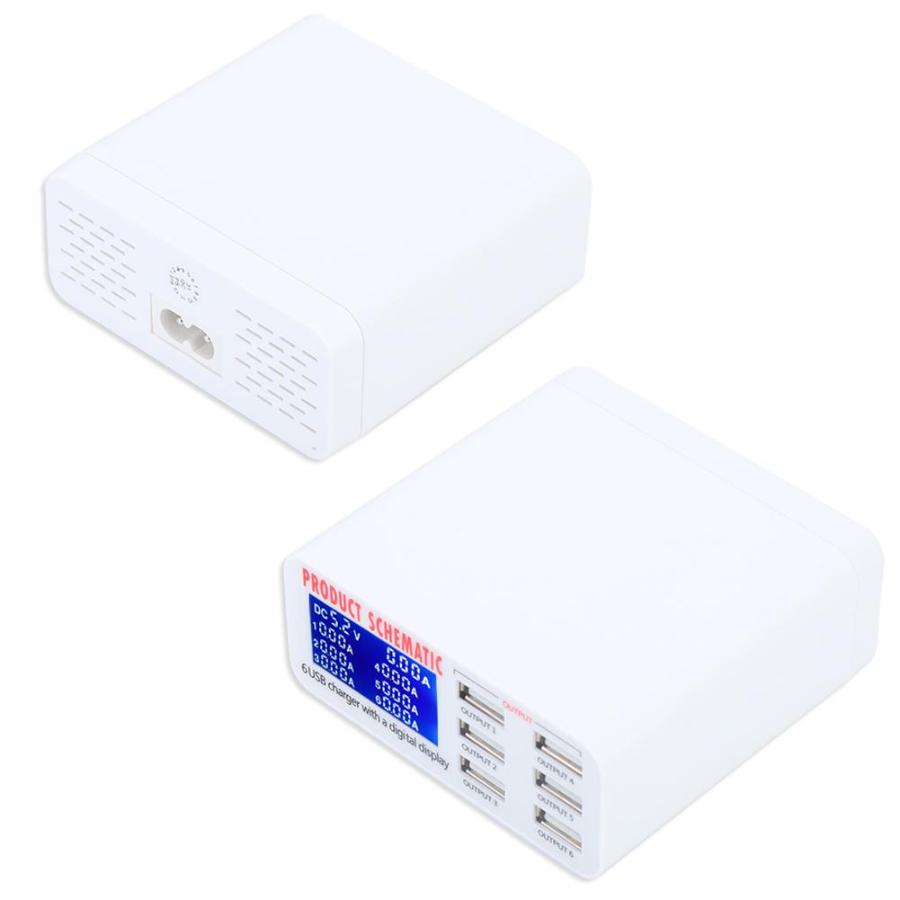 

Многофункциональный интеллектуальный 6-портовый USB-зарядный адаптер питания для мобильных телефонов и планшетов (100-240 В ЕС) EU Plug