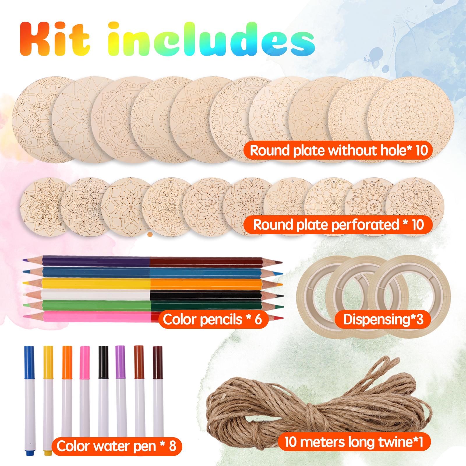

20Pcs 10cm/20cm Unfinished Round Wood Slices Painting Set DIY Hand Wooden Coaster Crafts with Pen for Kids DIY Mandala Painting
