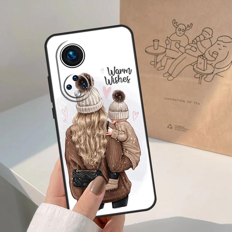 Super Mom Baby Girl Son Daughter For Huawei P20 P30 P40 P60 Pro P Smart Nova 9 5T Honor 70 90 50 Magic5 Lite X7a X9a X8a Case